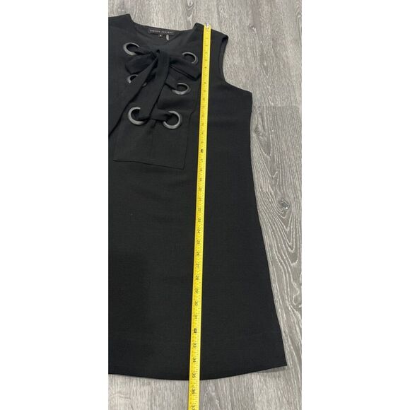 English Factory‎ Lace Up Front Dress Black Sleeveless Dress Shift Classic Size M - Picture 14 of 14